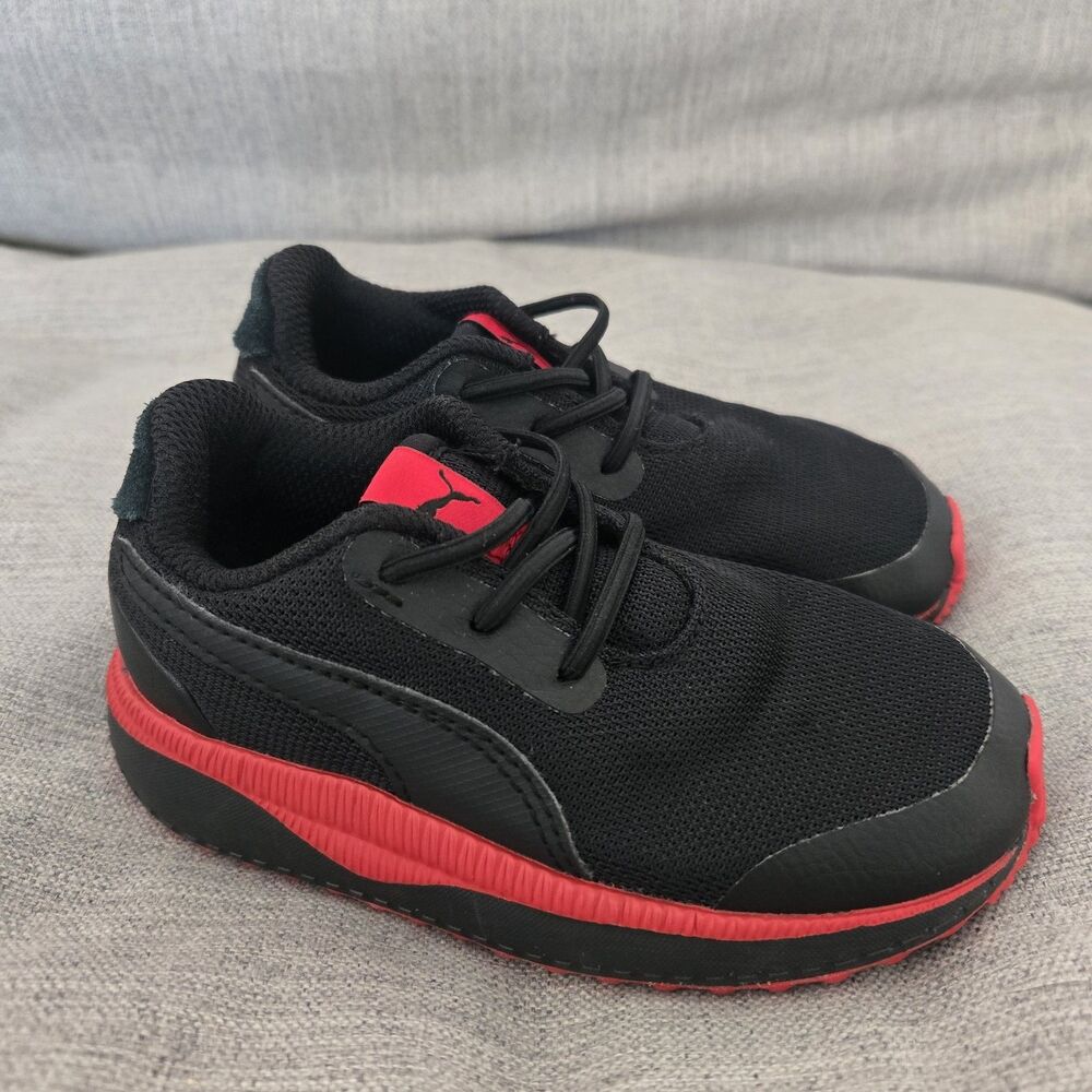 PUMA SoftFoam+ Toddler Sneakers Black Red Size 8C Mesh Athletic Running Shoes